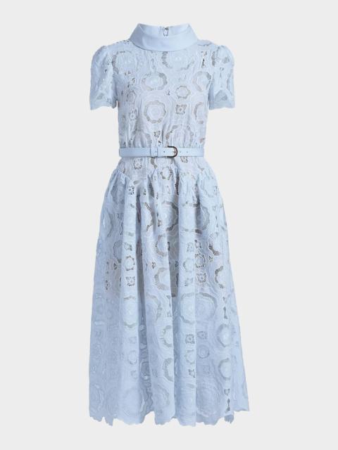 self-portrait Floral Lace A-Line Midi Dress