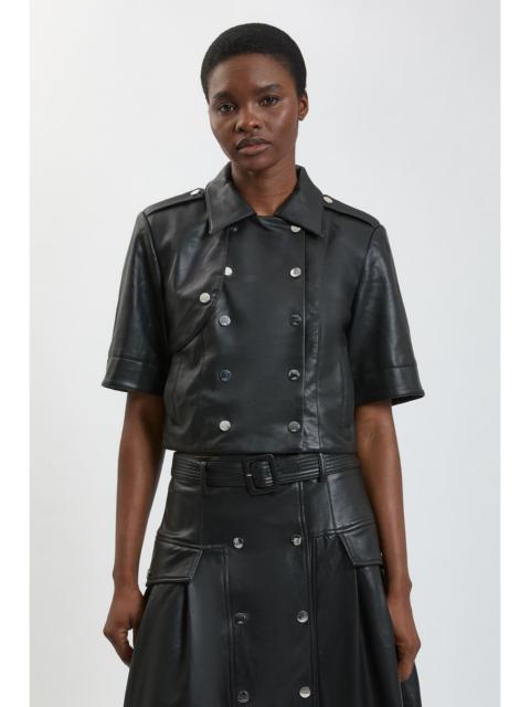 KAREN MILLEN Faux Leather Cropped Trench Jacket