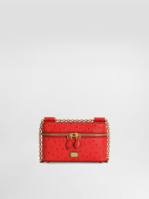 Dolce & Gabbana Sicily small shoulder bag in polished ostrich leather