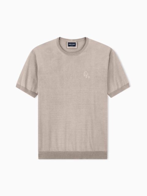 GIORGIO ARMANI SWEATER SLIM FIT IN PLAIN KNIT SILK AND COTTON