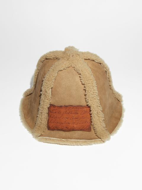 Acne Studios Shearling bucket hat - Camel Beige