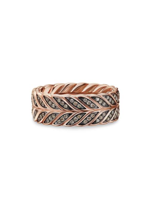 DAVID YURMAN Men's Chevron Pave Band Ring in 18K Rose Gold - Cognac Diamond