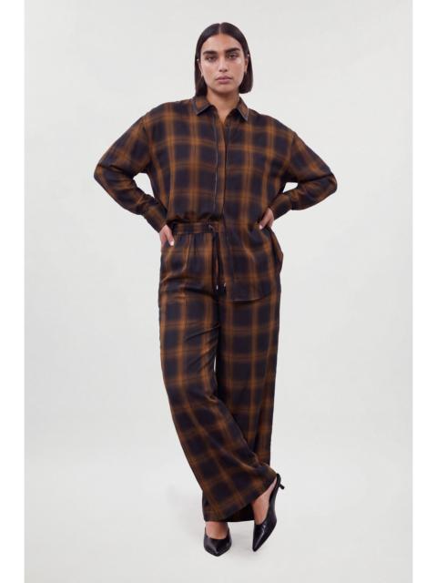 KAREN MILLEN Plus Size Check PU Trim Detail Wide Leg Trouser