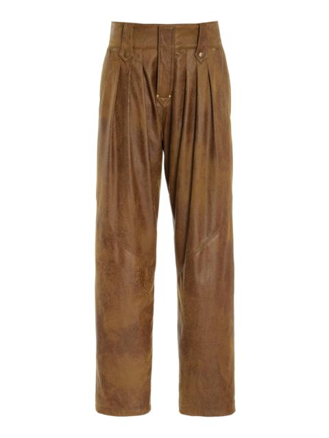 Gwen Burnished Satin Straight-Leg Pants gold