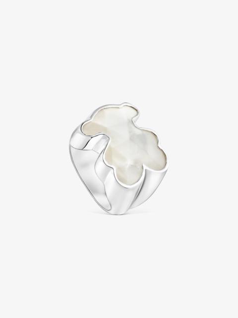 TOUS Silver Signet ring with mother-of-pearl bear motif TOUS Icon Color