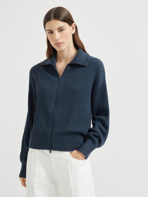Sparkling cotton vanisé English rib cardigan