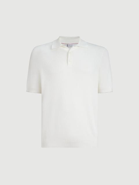 Brunello Cucinelli Cotton English rib knit polo shirt