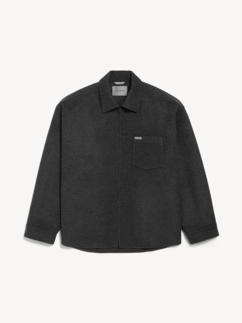 BALENCIAGA Men's Brushed Wool Overshirt in Heather Grey