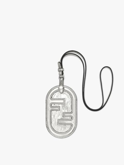 FENDI Silver leather name badge