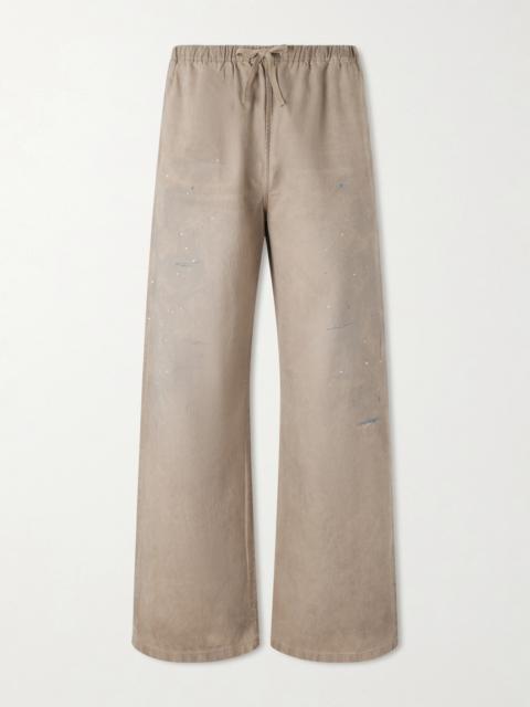 Acne Studios Wide-Leg Paint-Splattered Cotton-Twill Trousers