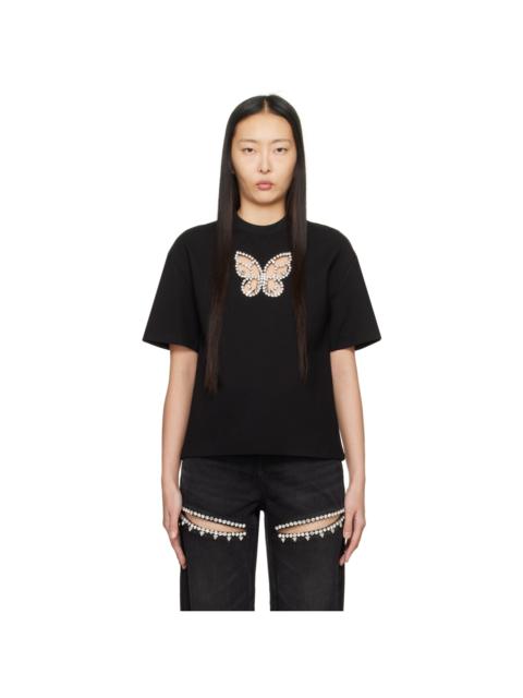 AREA SSENSE Exclusive Black Crystal Butterfly T-Shirt