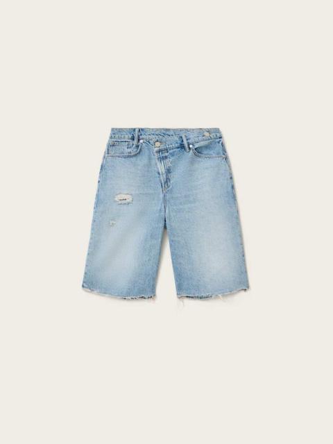 ALLSAINTS AKI CROSSOVER WIDE LEG DENIM SHORTS