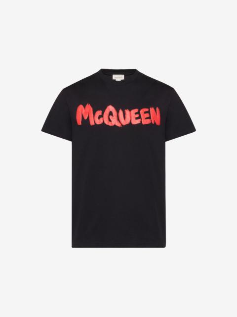 Alexander McQueen Men's McQueen Graffiti T-shirt in Black/red