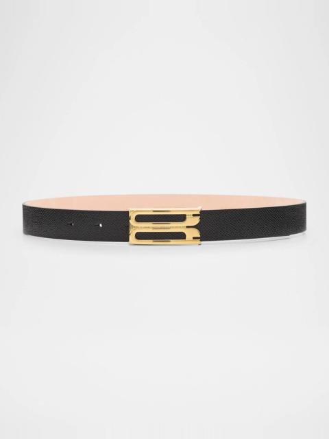 Victoria Beckham Dorian Frame Belt in Croc-Embossed Leather