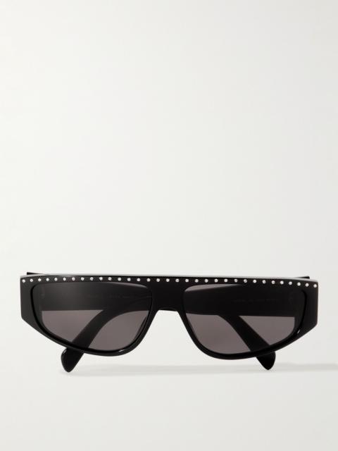 CELINE Alan 2 Crystal-Embellished D-Frame Acetate Sunglasses Black