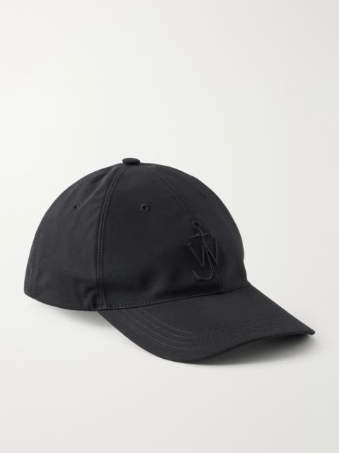 JW Anderson Logo-Embroidered Corduroy-Trimmed Waxed Cotton Baseball Cap Black