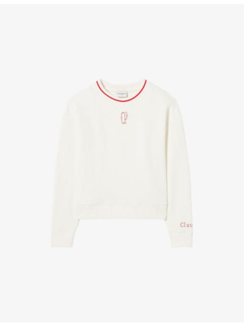 Claudie Pierlot Brand-Embroidered Relaxed-Fit Cotton-Jersey Sweatshirt