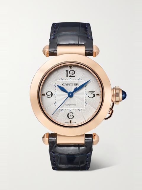 Cartier Pasha de Cartier Automatic 35mm 18-karat rose gold and alligator watch