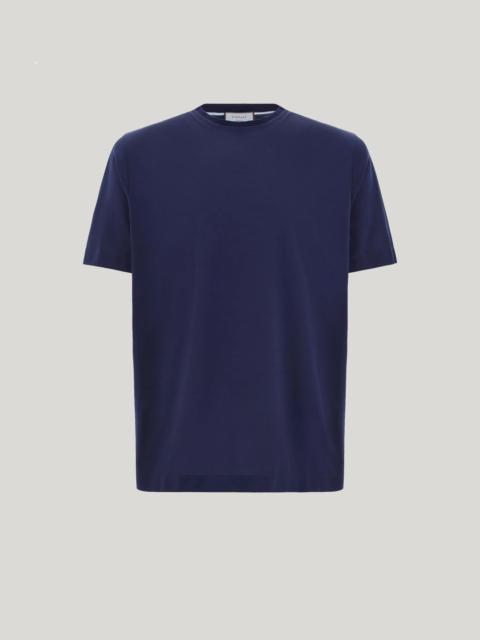Canali BLUE LISLE COTTON T-SHIRT WITH DOUBLE COLLAR