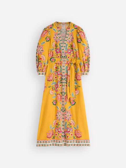 BODEN Octavia Linen Dress-Yellow Blossom Elegance
