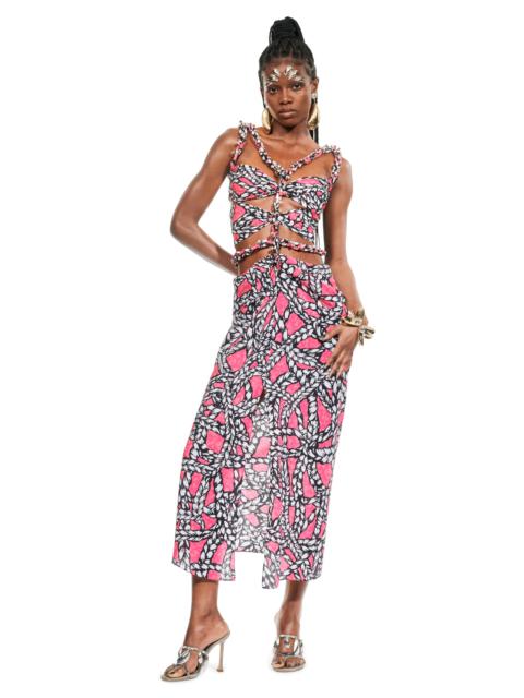 AREA ROPE PRINTED MIDI DRESS
