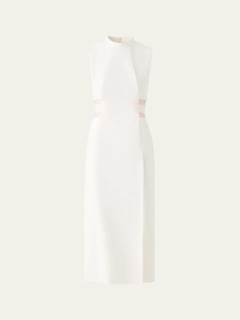 AKRIS Sleeveless Waist-Inset Side-Slit Midi Dress
