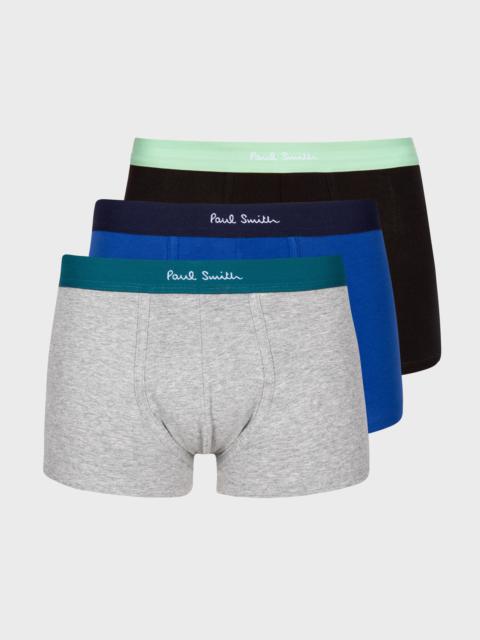 Paul Smith Grey, Blue And Black Boxer Briefs Three Pack