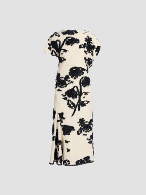 Erdem FIL COUPE POPLIN SHORT SLEEVE MIDI DRESS