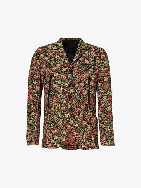 UNDERCOVER Floral-pattern jacquard-texture woven-blend blazer