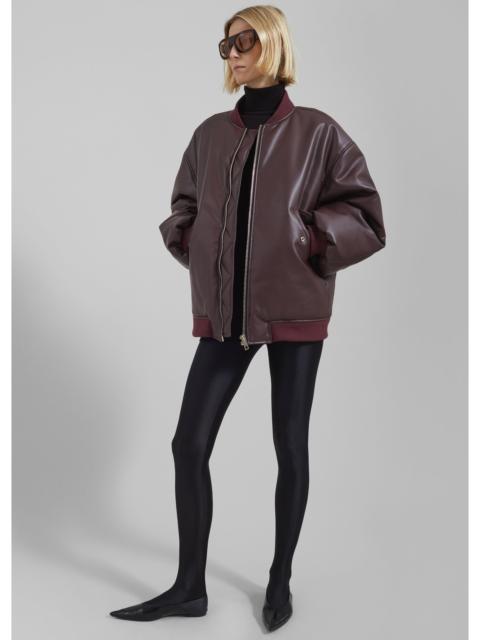 The Frankie Shop Astra Faux Leather Bomber Jacket - Burgundy