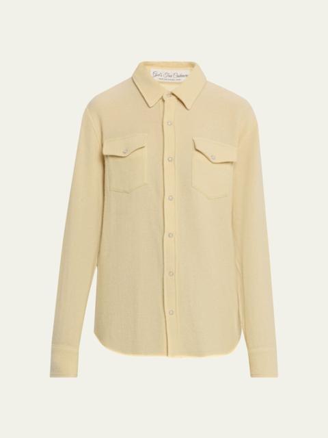 God’s True Cashmere Daffodil Solid Cashmere Button-Front Shirt