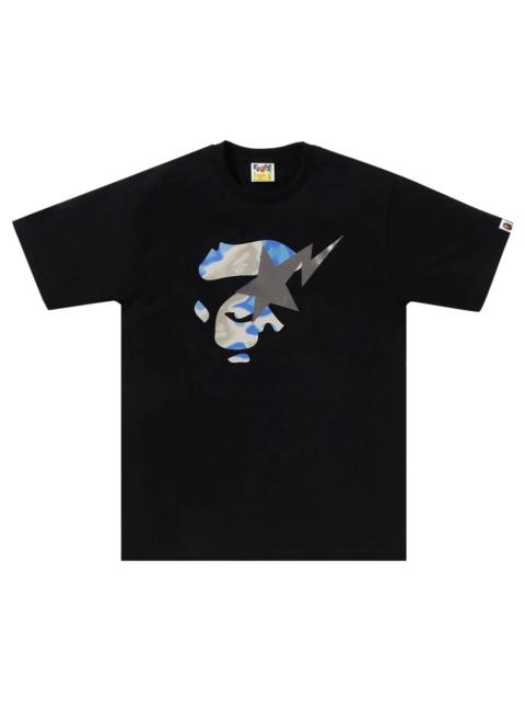 BAPE Liquid Camo Ape Face Sta Tee 'Black/Blue'