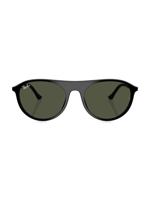 Ray-Ban Men's RB2215F 56MM Square Sunglasses - Black Green