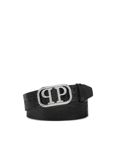 PHILIPP PLEIN logo-plaque crocodile-effect belt