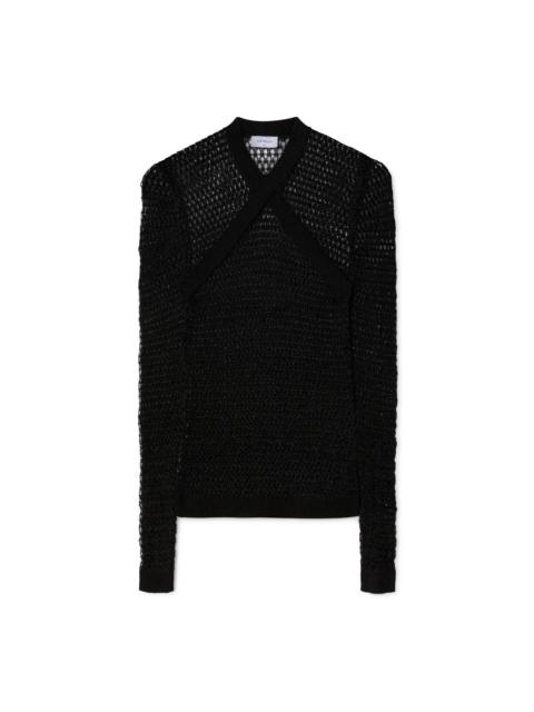 Off-White Shiny Net Knit Vneck