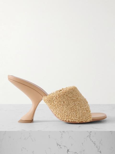 Amina Muaddi Taylor leather-trimmed raffia mules Beige