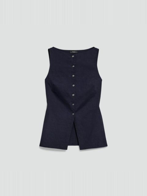 Theory Boatneck Cutaway Top in Good Linen