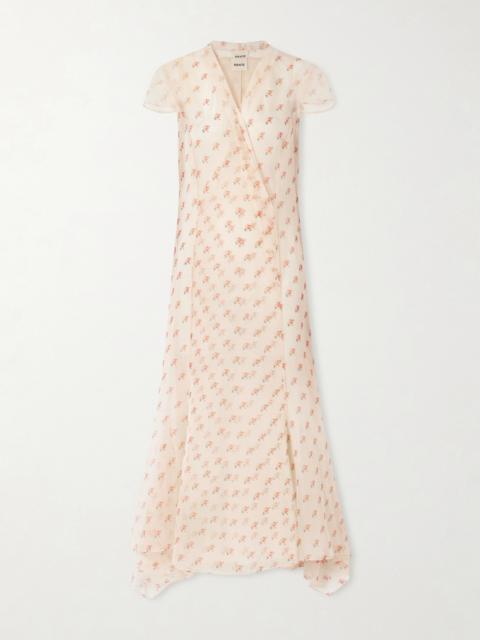 KHAITE Meera Wrap-effect Floral-print Silk-organza Midi Dress