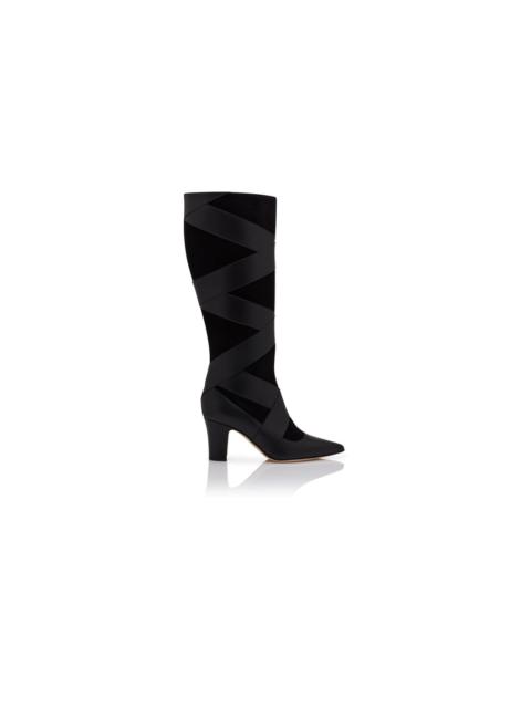 Black Calf Leather Cut Out Boots