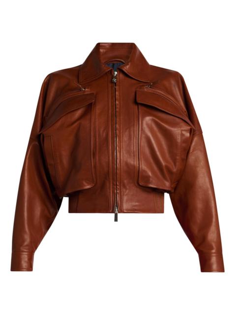 VERSACE Women's Blouson Leather Jacket - Stradivarius