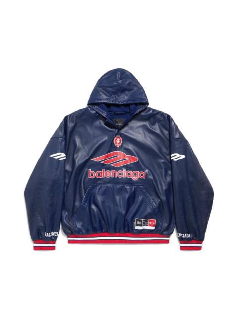 BALENCIAGA Men's 3b Football Polo Hoodie in Dark Navy