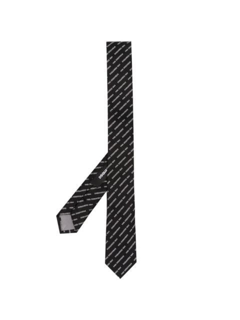 DSQUARED2 silk logo-embroidered tie