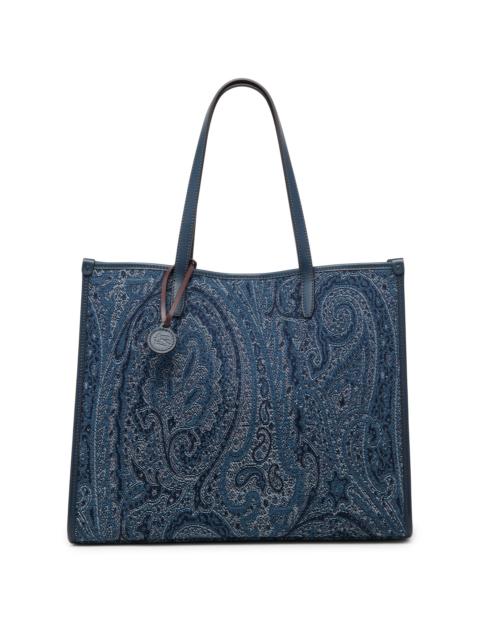 Etro Women's Lovetrotter Large Jacquard Paisley Denim Tote Bag - Multi