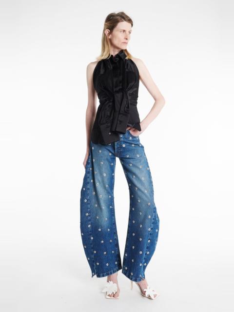 A.W.A.K.E. MODE STUDDED ORGANIC JEANS WITH SIDE INSERTS BLUE