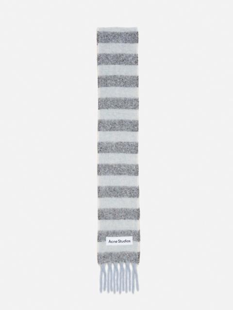 Acne Studios Fringed wool scarf - skinny - Grey/white