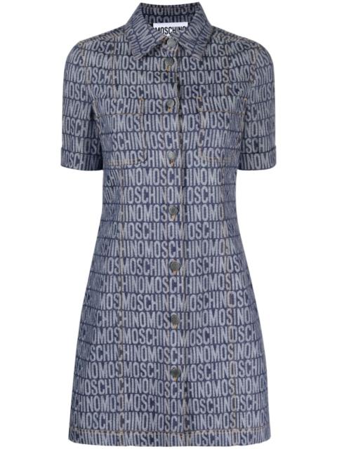 Moschino logo-jacquard denim mini dress