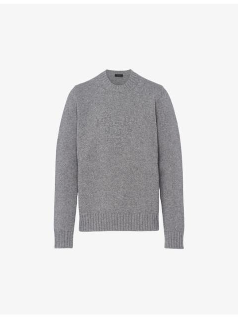 Prada Brand-embroidered crewneck wool and cashmere-blend jumper