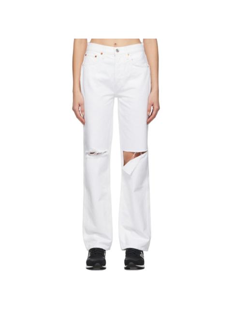 RE/DONE White Distressed High Rise Loose Jeans