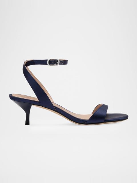 Stuart Weitzman 50mm Kellie Satin Ankle-Strap Sandals