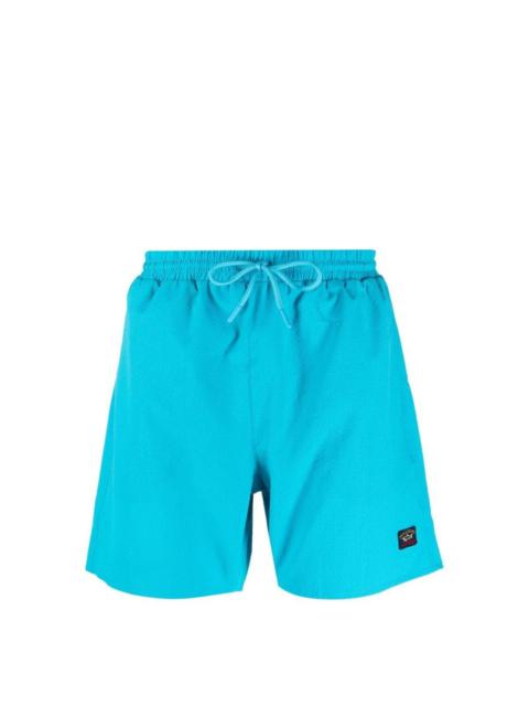 drawstring logo patch swim shorts